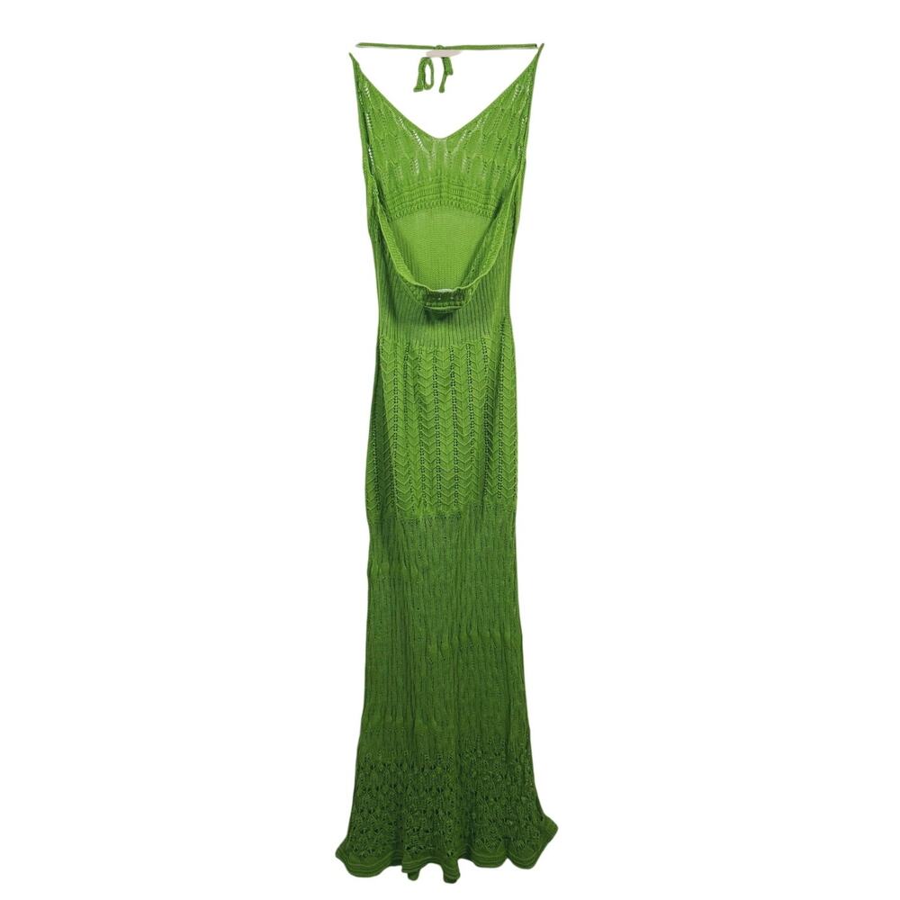 ALOHAS Womens Gabrielle Crochet Knit Maxi Dress M Green Resort Beach Vacation - Picture 3 of 11
